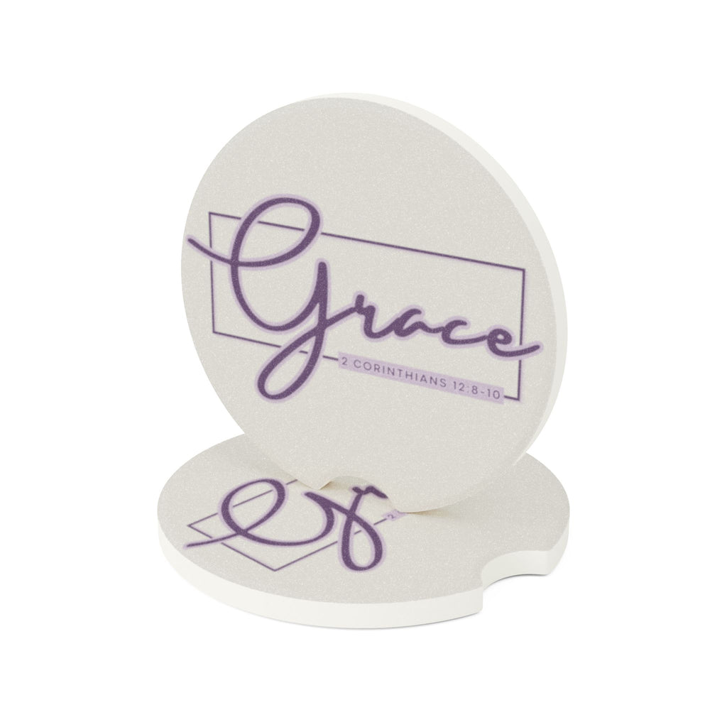 Grace 2 Corinthians 12:9-10 Inspirational Soapstone Car Coaster