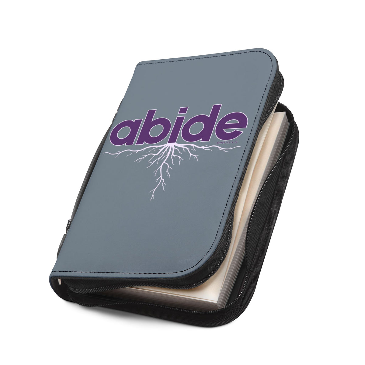 Abide John 15 Zippered Bible Case - Slate