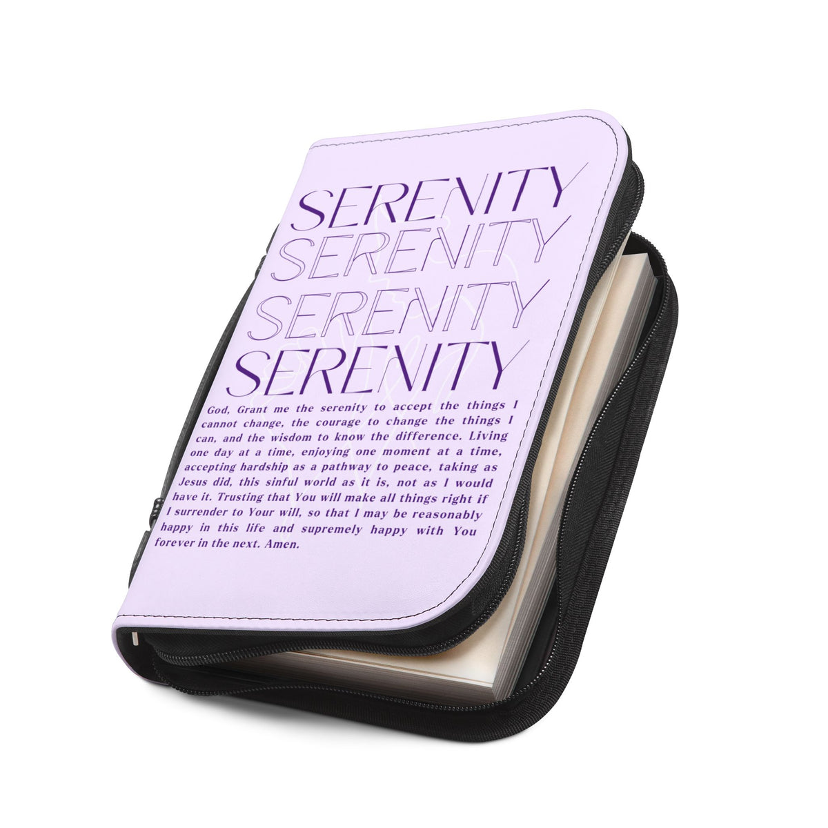 Serenity Prayer Zippered Bible Cover - Lilac
