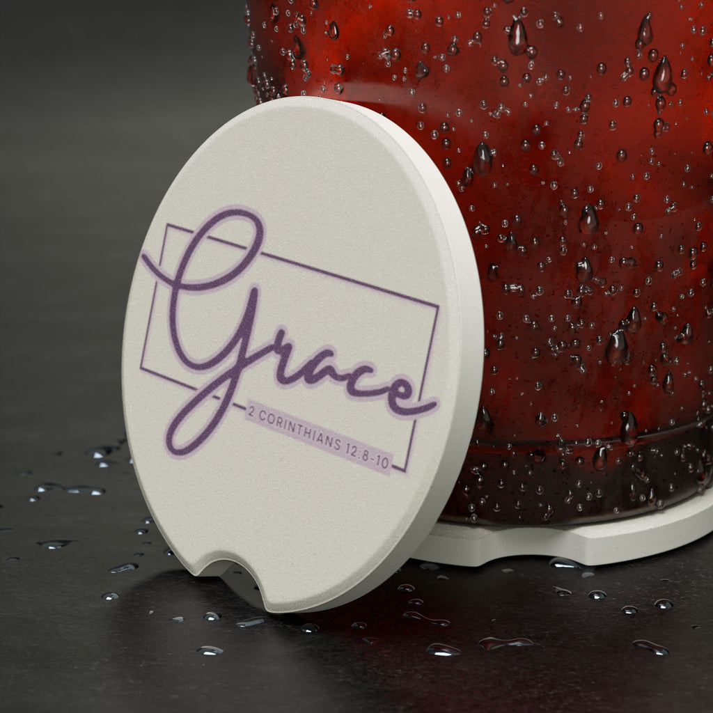 Grace 2 Corinthians 12:9-10 Inspirational Soapstone Car Coaster